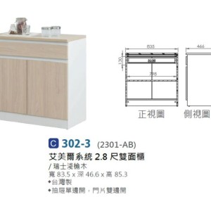 艾美爾系統2.8尺隔間雙面櫃(302-3) 