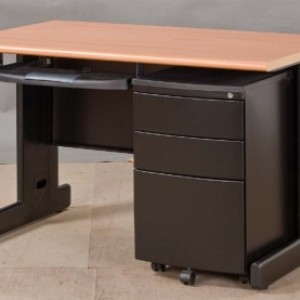 HU職員桌(木紋/黑) ( 範例2 )