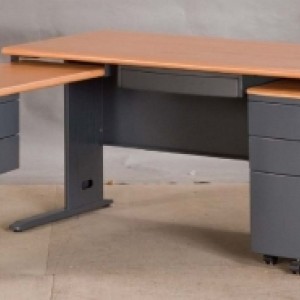 L型主管桌/(木紋/灰色) ( 範例8 )